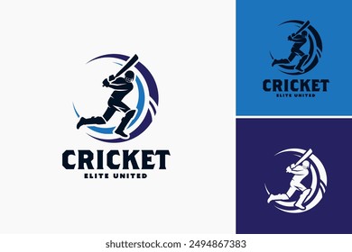 Cricket Elite United Logo Plantilla representa la excelencia y la unidad, ideal para Equipos y asociaciones de críquet. Vector EPS en capas