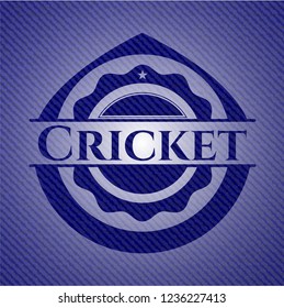 Cricket emblem with denim texture