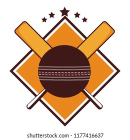 Cricket emblem wit ball and bats