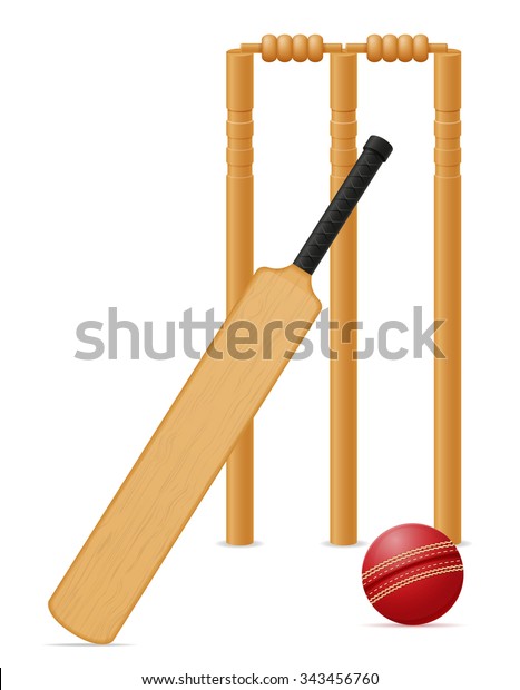 Cricket Equipment Bat Ball Wicket Vector Stock Vector (Royalty Free ...