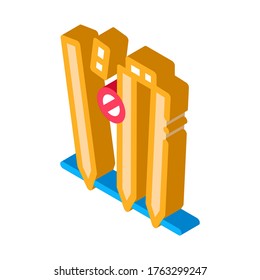 Cricket Equipment Icon Vector. Isometric Cricket Equipment sign. color isolated symbol illustration