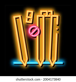 Cricket Equipment neon light sign vector. Glowing bright icon Cricket Equipment sign. transparent symbol illustration