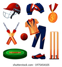 Cricket equipment and sportswear set, players tool