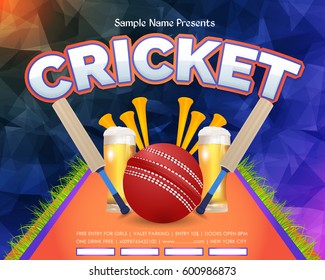 Cricket Event Poster Background Vector Low Stock Vector (Royalty Free ...