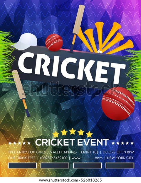 Cricket Event Poster Background Vector Low Stock Vector (Royalty Free ...