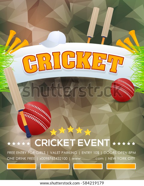 Cricket Event Poster Background Vector Low Stock Vector (Royalty Free ...