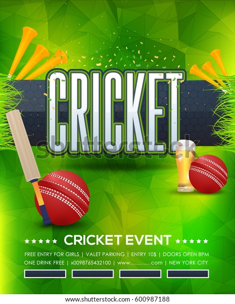 Cricket Event Poster Background Vector Low Stock Vector (Royalty Free ...