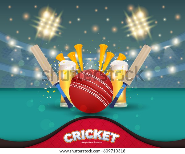 Cricket Event Poster Background Vector Design Stock Vector (Royalty ...