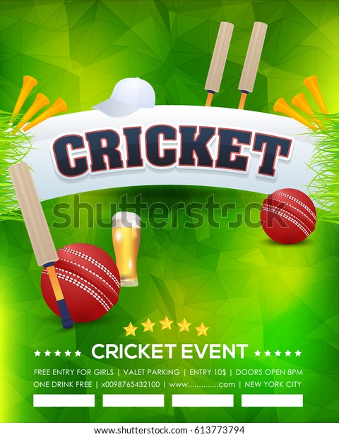 Cricket Event Poster Background Vector Low Stock Vector (Royalty Free ...