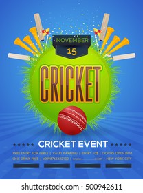 Cricket Event Poster Template Vector Background Stock Vector (Royalty ...