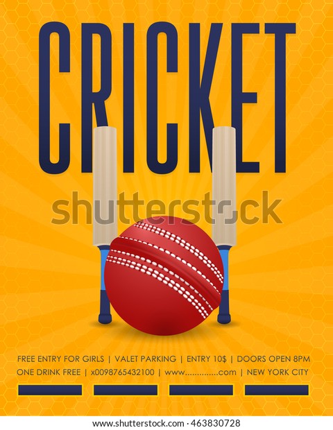 Cricket Event Poster Template Vector Background Stock Vector (Royalty ...