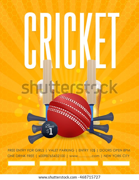 Cricket Event Poster Template Vector Background Stock Vector (Royalty ...