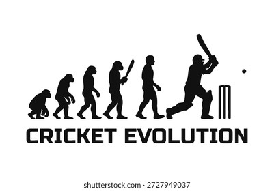 Silueta de la evolución humana del cricket con el ariete y los mimbres