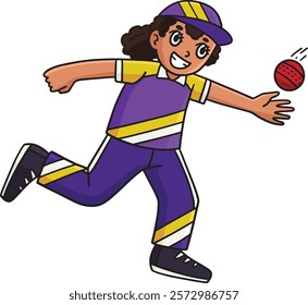 Cricket Female Fielder Catching the Ball Clipart