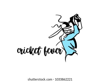 Cricket Fever freehand sketch graphic design, vector illustration 