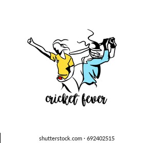 Cricket Fever freehand sketch graphic design, vector illustration 