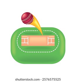 Cricket field with ball vector