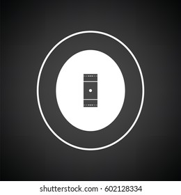 Cricket field icon. Black background with white. Vector illustration.