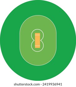 Cricket field icon. Top view. Green cricket ground sign. flat style.