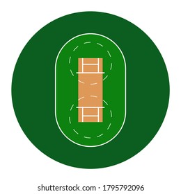 Cricket Field. Simple symbol and background. Vector Illustration isolated on a white background.