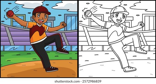 Cricket Fielder Catching the Ball Illustration