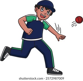 Cricket Fielder Throwing the Ball Back Clipart