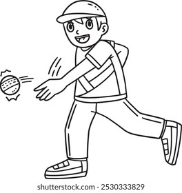 Cricket Fielder Throwing the Ball Isolated 