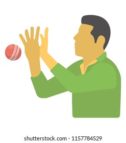 
A cricket fielder or wicketkeeper with opened hands trying to catch call
