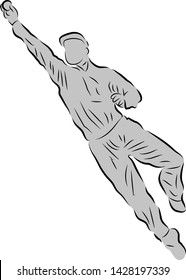 Cricket fielding action vector image with a silhouette layer