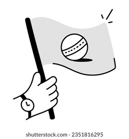 Cricket flag hand drawn icon design 