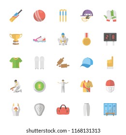 Cricket Flat Vector Icons Set