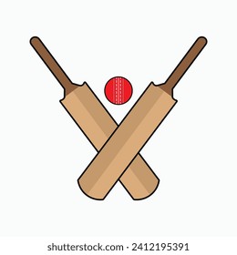 Cricket game flat vector. Isolated cricket bat and ball illustration.