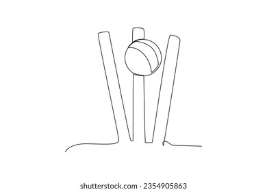 Herramientas de críquet. Dibujo de una línea de cricket