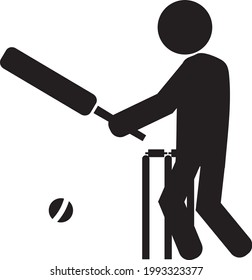 Cricket game vector icon illustration black and white