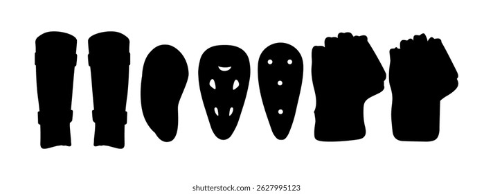 Cricket Garde Clip Art Isolated Collection, Cricket Garde Silhouette Icon Set, Professional Cricket Garde Set.