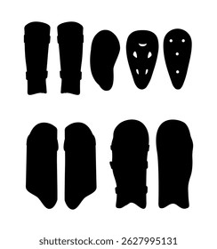Cricket Garde Clip Art Isolated Collection, Cricket Garde Silhouette Icon Set, Professional Cricket Garde Set.