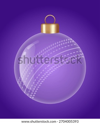 cricket glass ornament vector bauble for stylish Christmas and New Year decor. Transparent glass sphere vector illustration for festive xmas 3D graphic.
