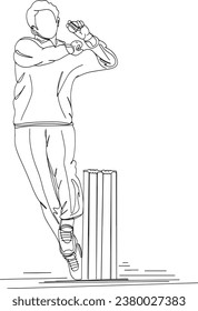 Cricket Glory: Sketch Drawing of Pakistan's Top Left-Arm Fast Bowler in Action, Sports Icon: Sketch Drawing of Pakistan's Left-Arm Fast Bowling Legend in Action