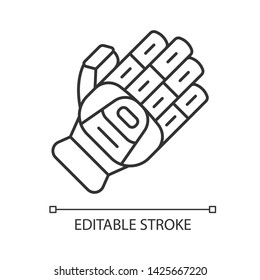 Cricket Glove Linear Icon. Batting Glove. Body Protection For Batsman. Cricketer Uniform. Protective Gear. Thin Line Illustration. Contour Symbol. Vector Isolated Outline Drawing. Editable Stroke