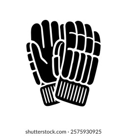 Cricket gloves icon silhouette vector illustration design on white background. Cricket batting gloves.