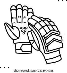 Cricket Gloves line art icon.  Black  aesthetic contour.