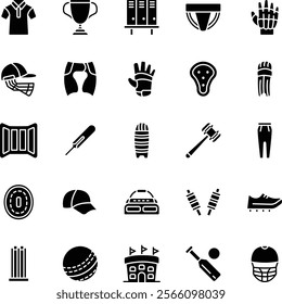Cricket glyph vector icons pack