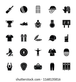 Cricket Glyph Vector Icons Set