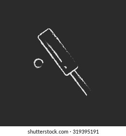 Cricket hand drawn in chalk on a blackboard vector white icon isolated on a black background.