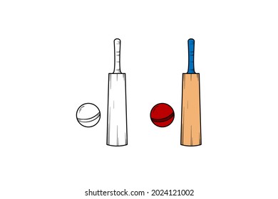 Cricket hand drawn illustration sketch and color