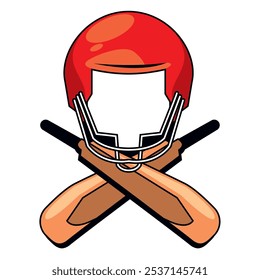 cricket helmet and bat sport isolated