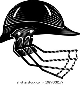 Cricket Helmet Calligraphic Style Side