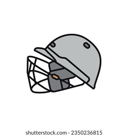 Cricket helmet color line icon. Pictogram for web page, mobile app, promo.