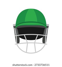 Cricket helmet front view flat vector illustration isolated on white background