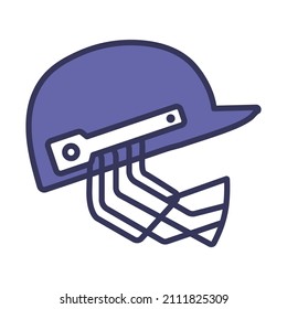 Icono del Casco de Cricket. Contorno de negrita editable con diseño de relleno de color. Ilustración vectorial.